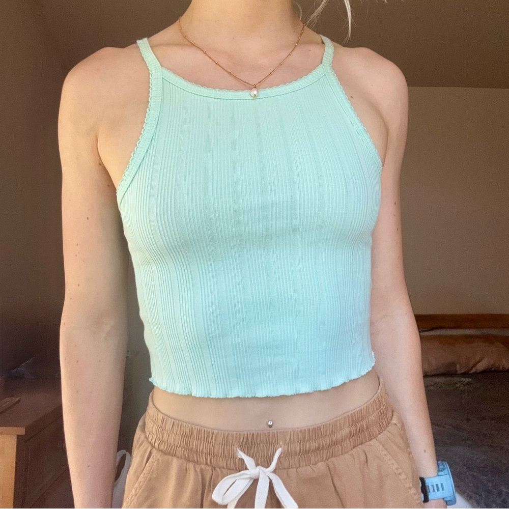 Green Ribbed Tank Top - Picture 2 of 4